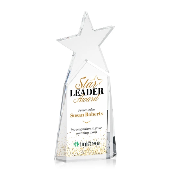 The Vernon Star Vividprint™ Award features a tall Optic Crystal base... from ASI 84592 St Regis Group / St Regis