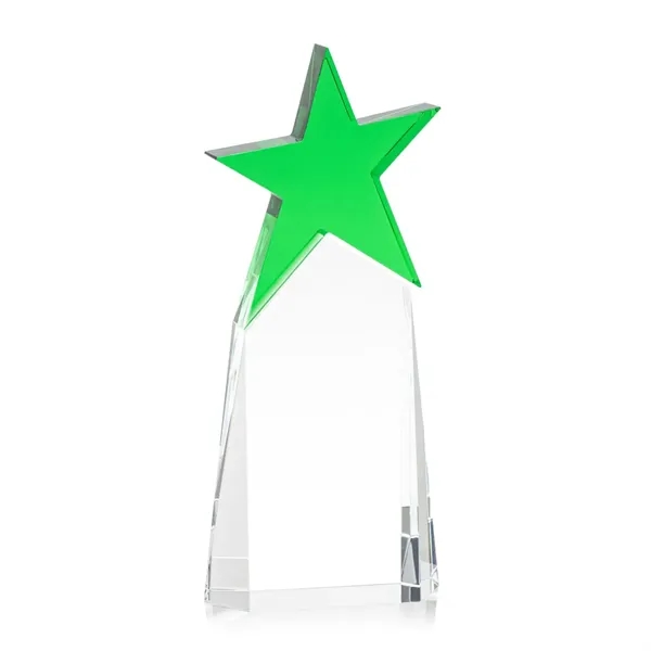 The Vernon Star Vividprint™ Award features a tall Optic Crystal base... from ASI 84592 St Regis Group / St Regis