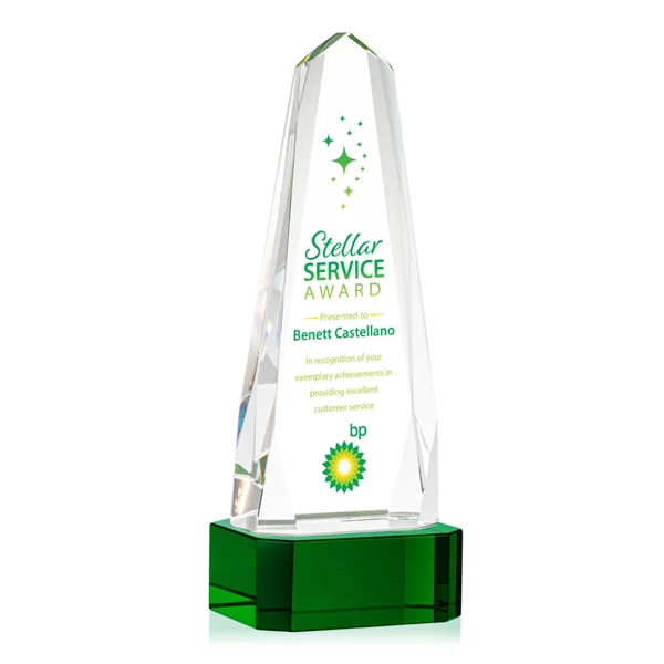 The Optical Crystal Geneva VividPrint™ Award on base is an obelisk... from ASI 84592 St Regis Group / St Regis