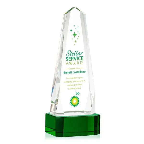 The Optical Crystal Geneva VividPrint™ Award on base is an obelisk... from ASI 84592 St Regis Group / St Regis