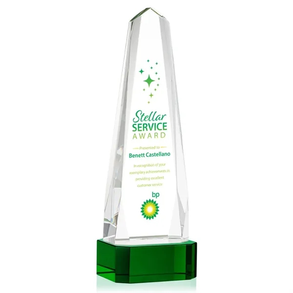 The Optical Crystal Geneva VividPrint™ Award on base is an obelisk... from ASI 84592 St Regis Group / St Regis