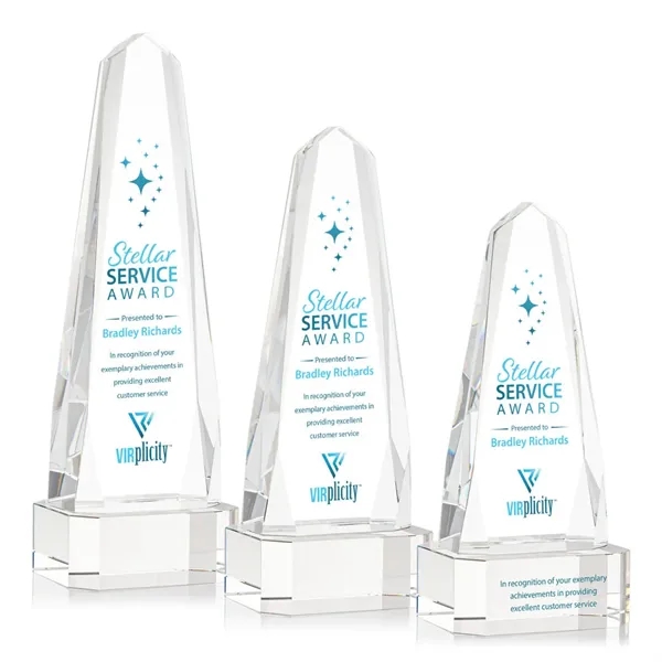 The Optical Crystal Geneva VividPrint™ Award on base is an obelisk... from ASI 84592 St Regis Group / St Regis
