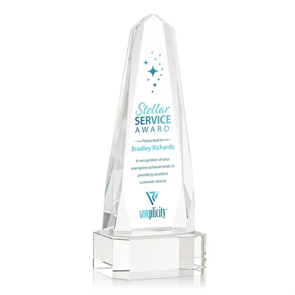 The Optical Crystal Geneva VividPrint™ Award on base is an obelisk... from ASI 84592 St Regis Group / St Regis