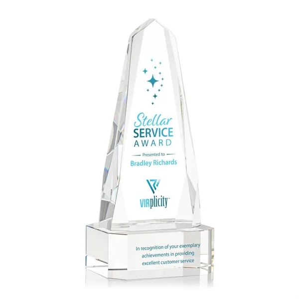 The Optical Crystal Geneva VividPrint™ Award on base is an obelisk... from ASI 84592 St Regis Group / St Regis