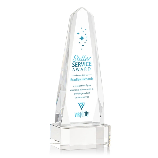 The Optical Crystal Geneva VividPrint™ Award on base is an obelisk... from ASI 84592 St Regis Group / St Regis