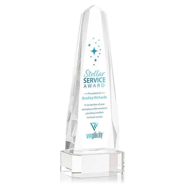 The Optical Crystal Geneva VividPrint™ Award on base is an obelisk... from ASI 84592 St Regis Group / St Regis