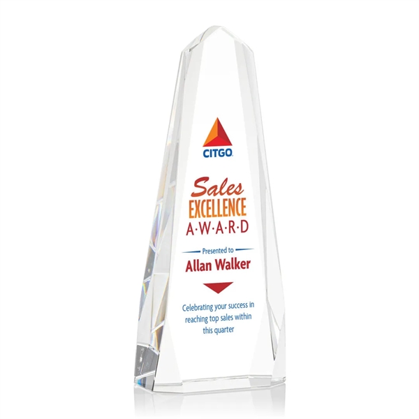 The freestanding Optical Crystal Geneva VividPrint™ Award is an obelisk that... from ASI 84592 St Regis Group / St Regis