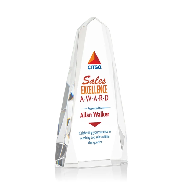 The freestanding Optical Crystal Geneva VividPrint™ Award is an obelisk that... from ASI 84592 St Regis Group / St Regis