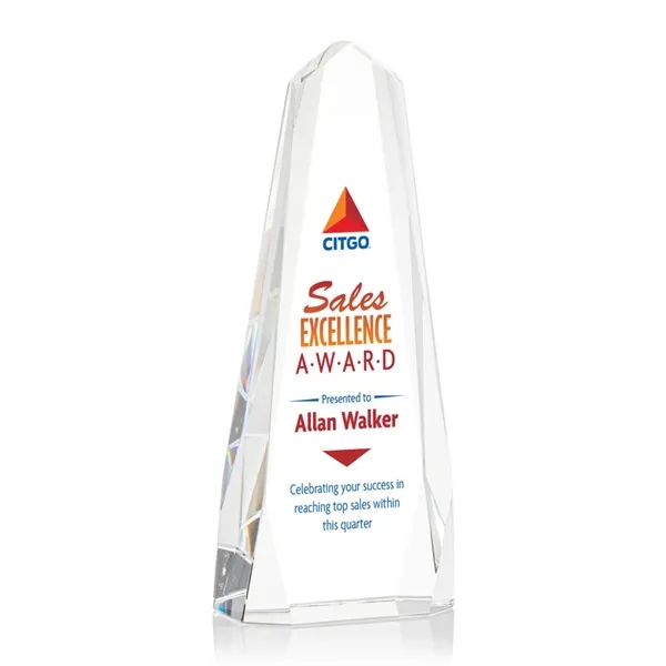 The freestanding Optical Crystal Geneva VividPrint™ Award is an obelisk that... from ASI 84592 St Regis Group / St Regis