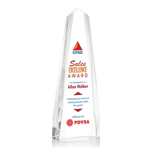 The freestanding Optical Crystal Geneva VividPrint™ Award is an obelisk that... from ASI 84592 St Regis Group / St Regis