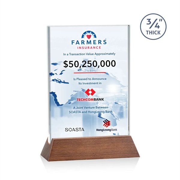 The Walkerton VividPrint™ Award - Starfire/Walnut is a vertical 3/4-inch thick... from ASI 84592 St Regis Group / St Regis