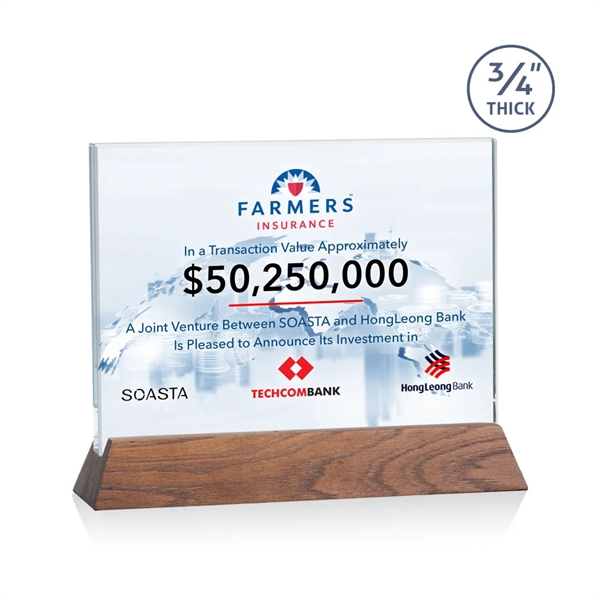 The Walkerton VividPrint™ Award - Starfire/Walnut is a horizontal 3/4-inch thick... from ASI 84592 St Regis Group / St Regis