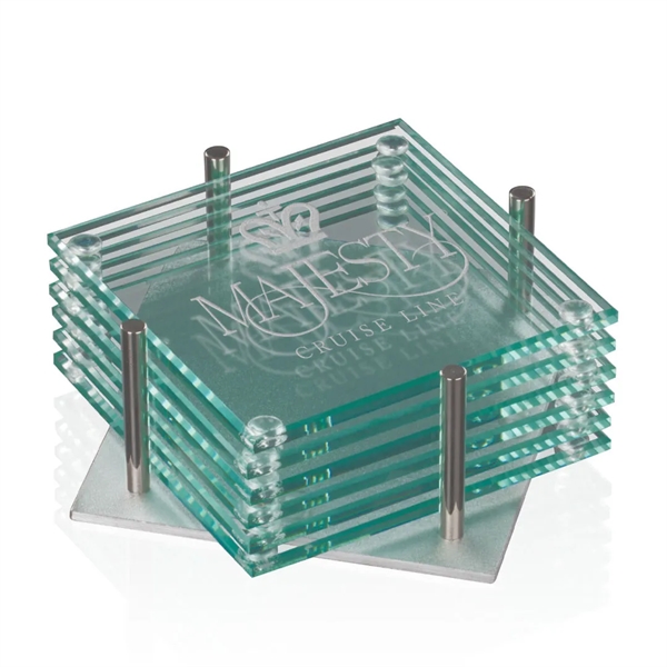 Square Coaster - Set of 6 on Aluminum Base.... from ASI 84592 St Regis Group