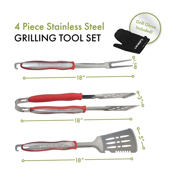 4 piece grilling tool set with glove, spatula, grill fork and... from ASI 56070 Gemline / Gemline®