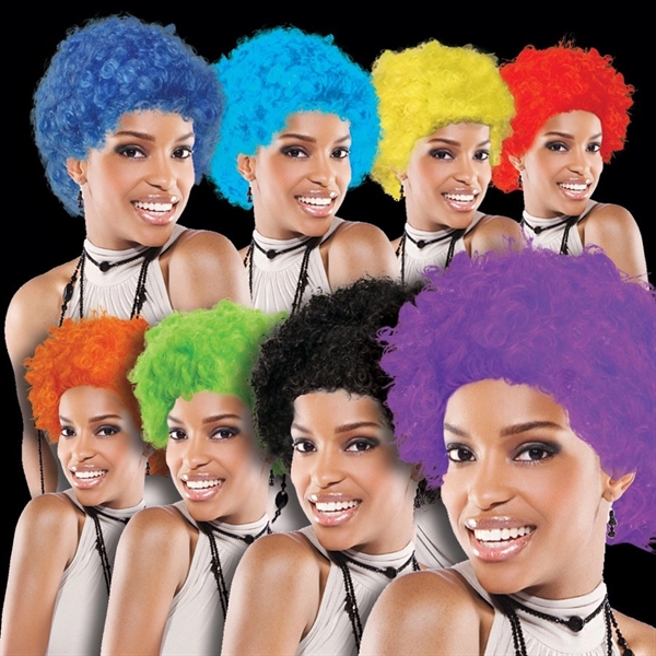 Adult sized cheering team spirit costume wig offered in an assortment... from ASI 42016 Brighter Promotions Inc / Chemical Light™ Liquid Light