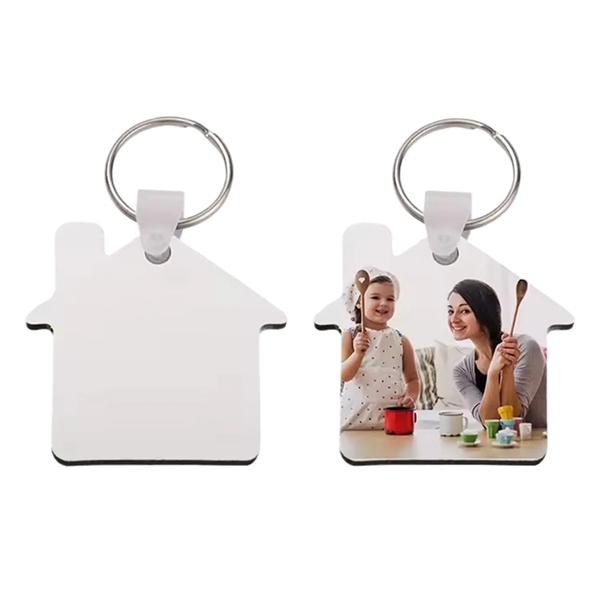 House shaped MDF keychain plus free sublimation heat transfer printing in... from ASI 37218 Athena Promo (tm)