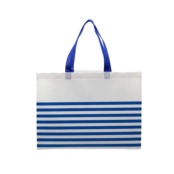 Nonwoven striped seaside tote bag plus 1 color silkscreen imprint on... from ASI 37218 Athena Promo (tm)