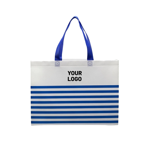 Nonwoven striped seaside tote bag plus 1 color silkscreen imprint on... from ASI 37218 Athena Promo (tm)