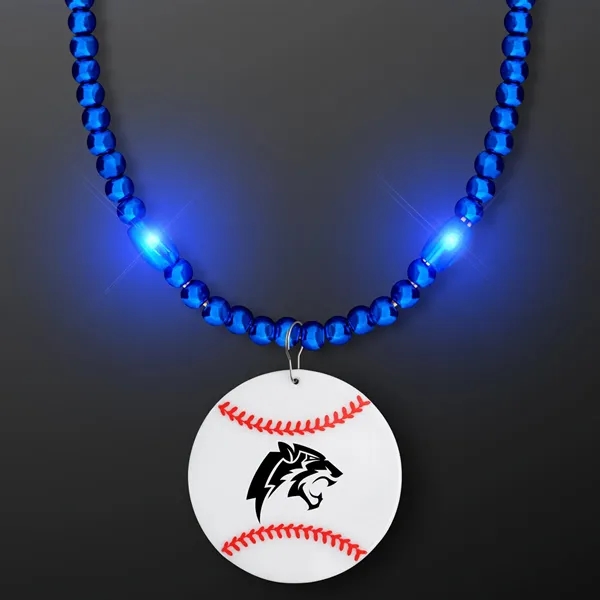 LED Bead Necklace with Baseball Medallion; Imprinted Pricing... from ASI 34194 ALightPromos / Alight Promotional Products