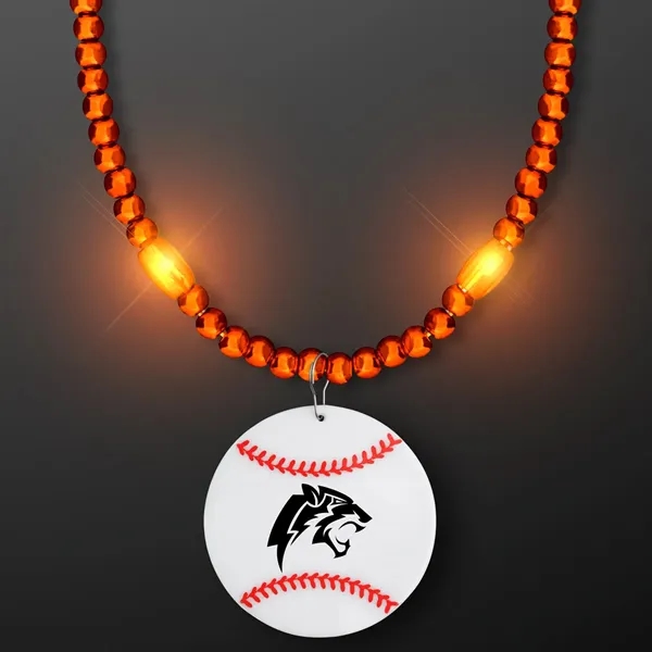 LED Bead Necklace with Baseball Medallion; Imprinted Pricing... from ASI 34194 ALightPromos / Alight Promotional Products