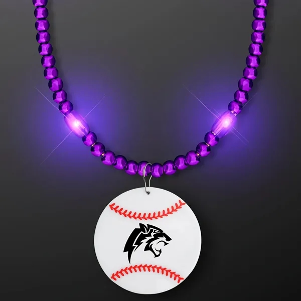 LED Bead Necklace with Baseball Medallion; Imprinted Pricing... from ASI 34194 ALightPromos / Alight Promotional Products