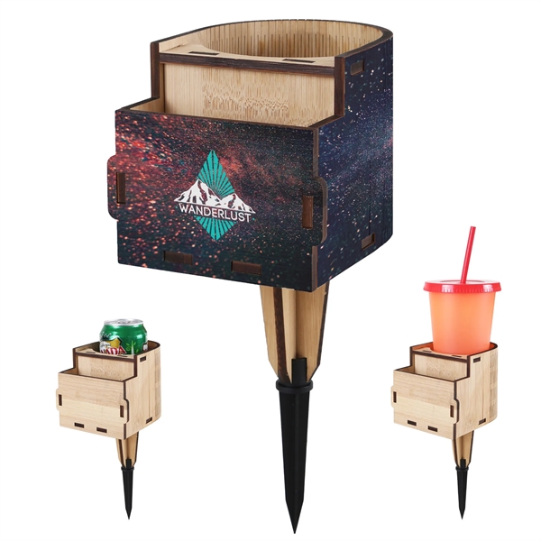 A bamboo composed phone and cup holder... from ASI 61966 HPG / OrigAudio HPG Gold