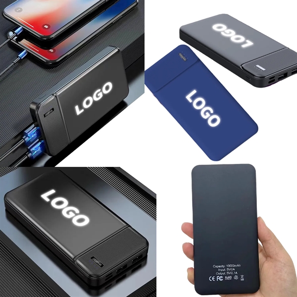 Power bank with LED light-up logo - 10000 mAh plus laser... from ASI 37218 Athena Promo (tm)