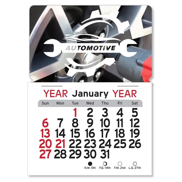 Rectangular 4"H x 3"W magnetic back vinyl 12-month calendar in white... from ASI 54040 Fey Promo / Fey Calendar Impressions