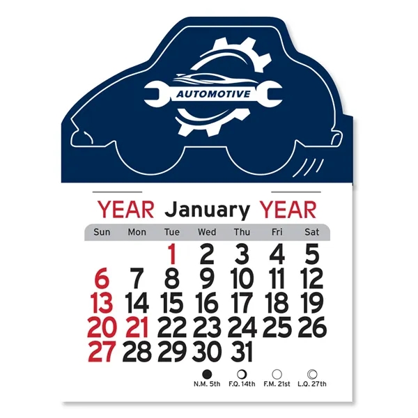 Car-shaped 4"H x 3"W Peel-N-Stick® vinyl 12-month calendars with full-color digital... from ASI 54040 Fey Promo / Fey Calendar Impressions