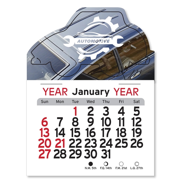 Car-shaped 4"H x 3"W Peel-N-Stick® vinyl 12-month calendars with full-color digital... from ASI 54040 Fey Promo / Fey Calendar Impressions