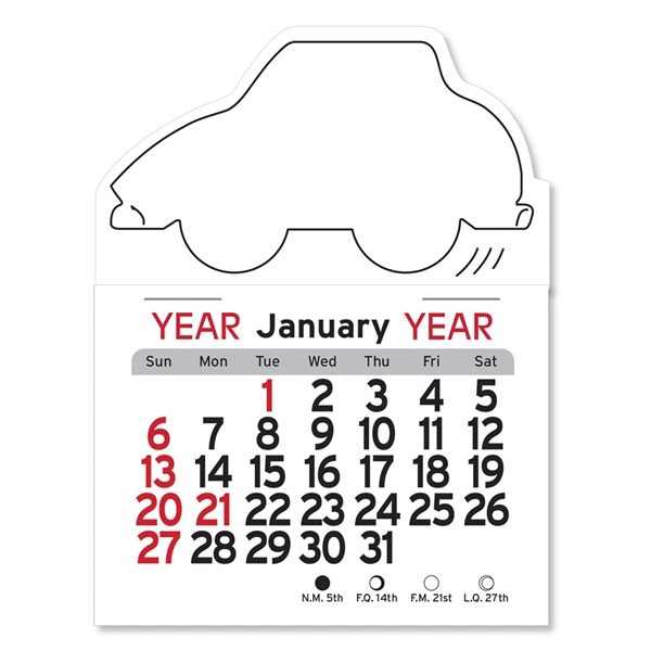 Car-shaped 4"H x 3"W Peel-N-Stick® vinyl 12-month calendars with full-color digital... from ASI 54040 Fey Promo / Fey Calendar Impressions