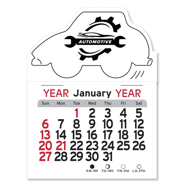 Car-shaped 4"H x 3"W Peel-N-Stick® vinyl 12-month calendars with full-color digital... from ASI 54040 Fey Promo / Fey Calendar Impressions