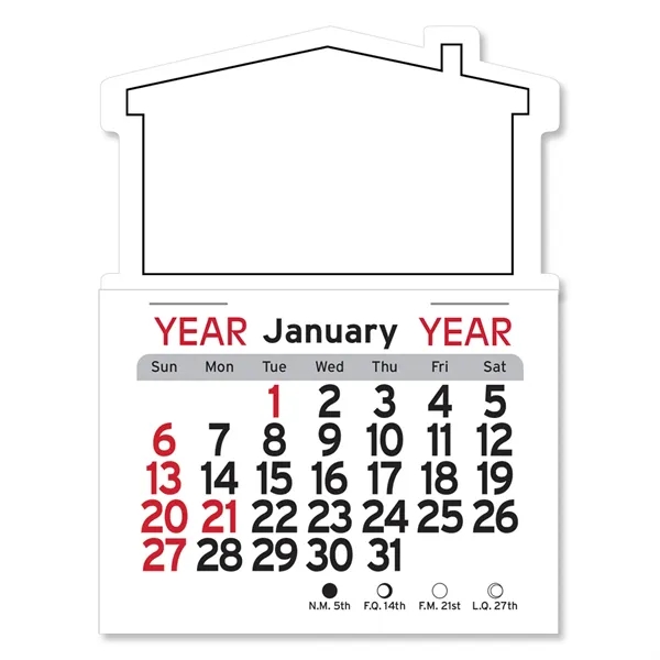 House-shaped 4"H x 3"W Peel-N-Stick® vinyl 12-month calendars with full-color digital... from ASI 54040 Fey Promo / Fey Calendar Impressions