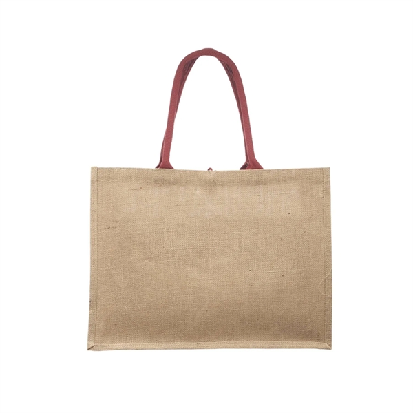 Two tone cotton pocket jute tote bag plus 1 color silkscreen... from ASI 37218 Athena Promo (tm)