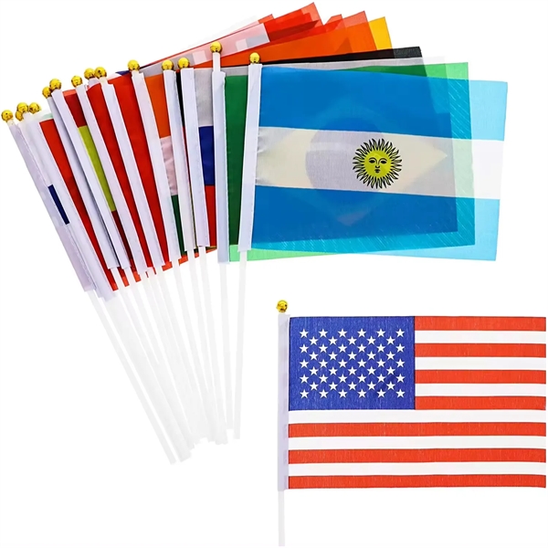 12" x 8" Hand waving flag banner plus full color digital... from ASI 37218 Athena Promo (tm)