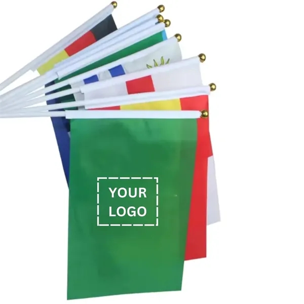 12" x 8" Hand waving flag banner plus full color digital... from ASI 37218 Athena Promo (tm)