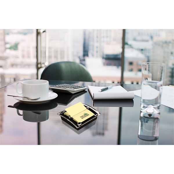 Pop-up note dispenser with a black base, crystal clear top and... from ASI 91240 3M/Promotional Markets Dept