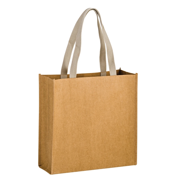 13" x 5" x 13" Kraft paper washable grocery tote with... from ASI 35290 American Ad Bag Co