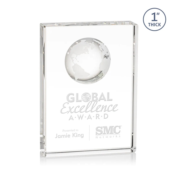 Optical crystal award with 3D world globe molded into the back.... from ASI 84592 St Regis Group / St Regis