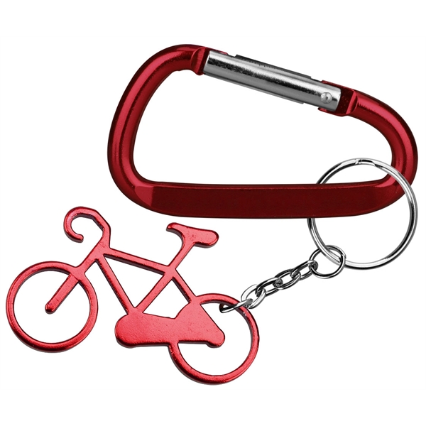 Bicycle shape bottle opener with key chain and carabiner... from ASI 74585 Nu Promo International / Nu Promo Line