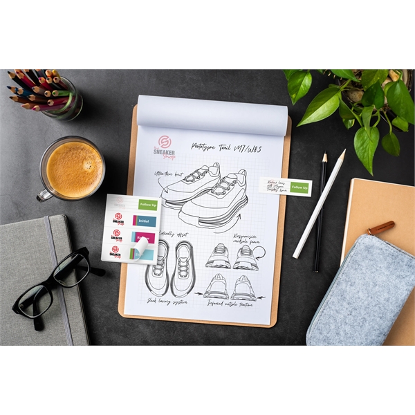 Pad with four 50 sheet sections of custom printed page markers.... from ASI 91240 3M/Promotional Markets Dept