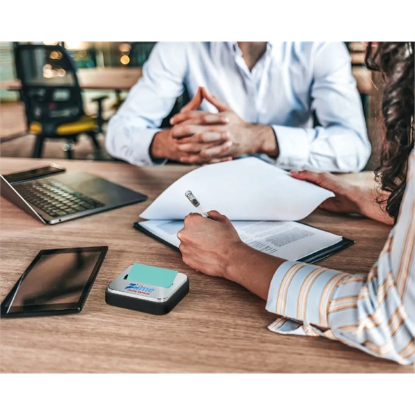 Pop-up note dispenser with 45 unimprinted, 3" x 3" aqua-colored wave... from ASI 91240 3M/Promotional Markets Dept