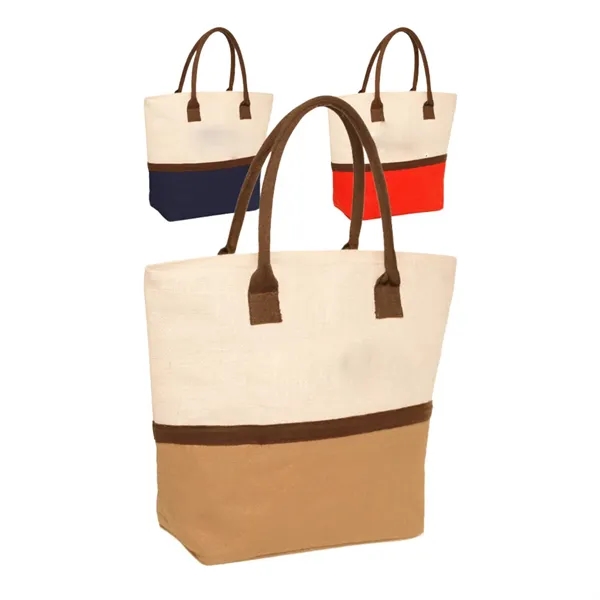 Dual tone jute tote bag plus 1 color silkscreen imprint on... from ASI 37218 Athena Promo (tm)