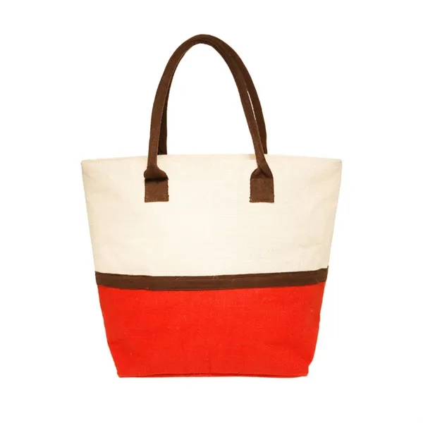 Dual tone jute tote bag plus 1 color silkscreen imprint on... from ASI 37218 Athena Promo (tm)