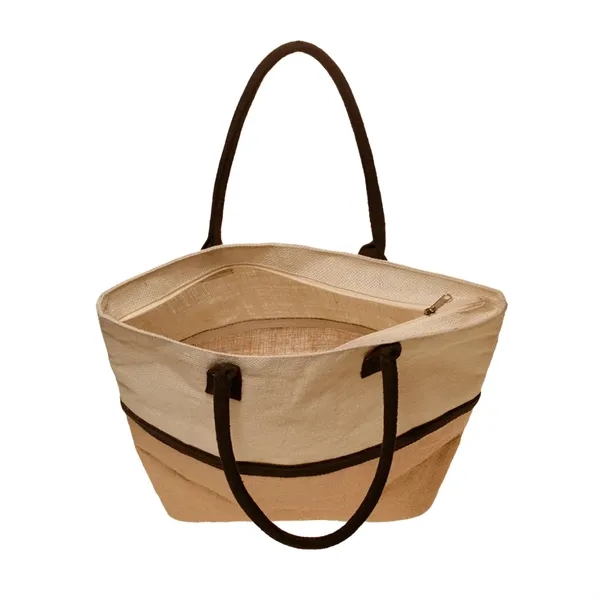 Dual tone jute tote bag plus 1 color silkscreen imprint on... from ASI 37218 Athena Promo (tm)