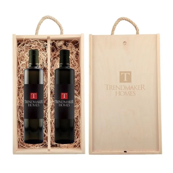 Rustic Laser Engraved Wood Box with Full Color Custom Labeled Balsamic... from ASI 30223 A Plus Wine Designs