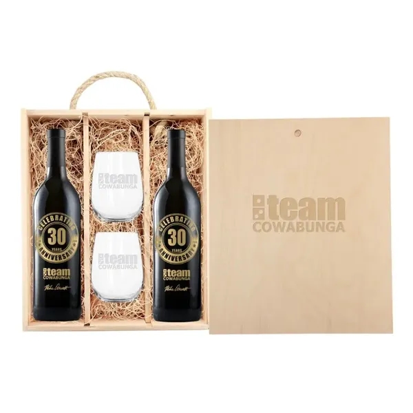 14" x 12.375" x 4.5" wine gift set with two bottles... from ASI 30223 A Plus Wine Designs