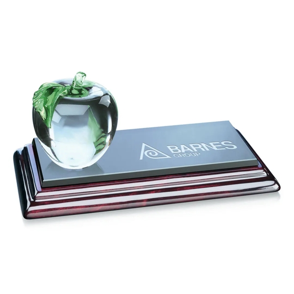 A colorless glass apple, approximately 2.75” in diameter, with molded stem... from ASI 84592 St Regis Group / St Regis