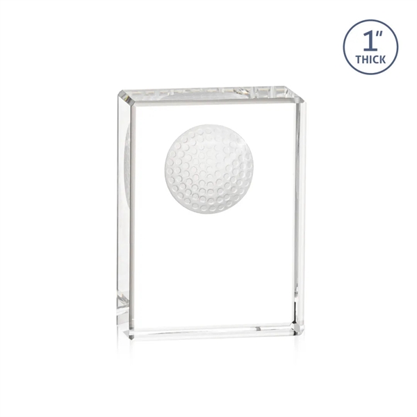 Square optical crystal award with molded 3D golf ball.... from ASI 84592 St Regis Group / St Regis