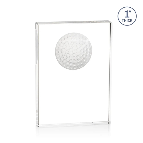 Square optical crystal award with molded 3D golf ball.... from ASI 84592 St Regis Group / St Regis